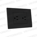 TOMACORRIENTE DOBLE 16A 125/250V PC NEGRO 10U/C