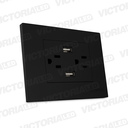 TOMACORRIENTE DOBLE + USB*2 16A 125/250V PC NEGRO 5U/C